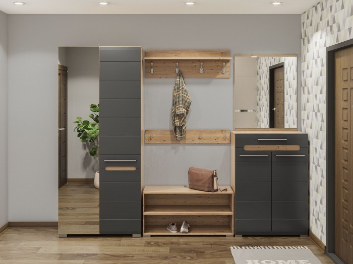 Модулно портманто БИАНКО (дъб артизан/графит)